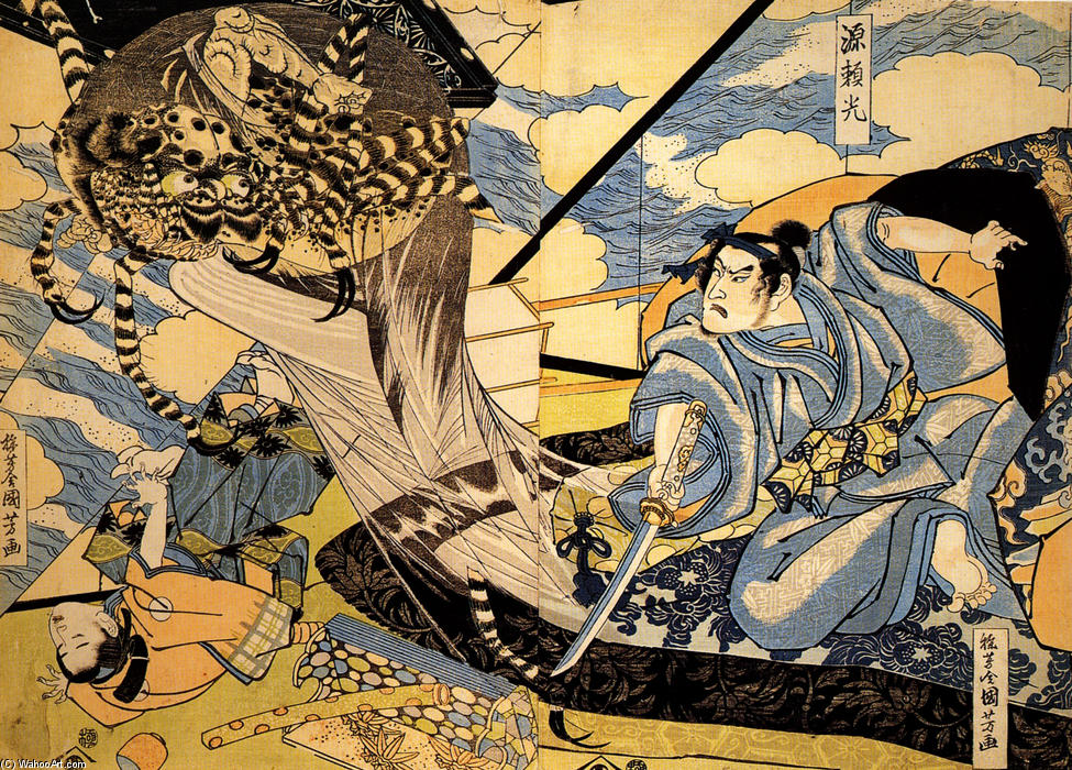WikiOO.org - Encyclopedia of Fine Arts - Festés, Grafika Utagawa Kuniyoshi - Minamoto Yorimitsu also known as Raiko