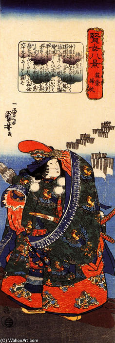 Wikioo.org – L'Encyclopédie des Beaux Arts - Peinture, Oeuvre de Utagawa Kuniyoshi - Revenant bateaux à Tsukushi