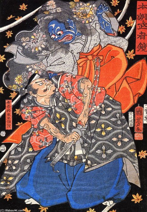 WikiOO.org - Енциклопедия за изящни изкуства - Живопис, Произведения на изкуството Utagawa Kuniyoshi - Taira Koresshige attacked by a demon