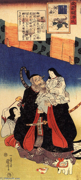 Wikioo.org - The Encyclopedia of Fine Arts - Painting, Artwork by Utagawa Kuniyoshi - Takeuchi and the infant emperor