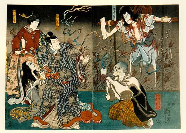 WikiOO.org - Εγκυκλοπαίδεια Καλών Τεχνών - Ζωγραφική, έργα τέχνης Utagawa Kuniyoshi - The Ghosts of Togo and His Wife