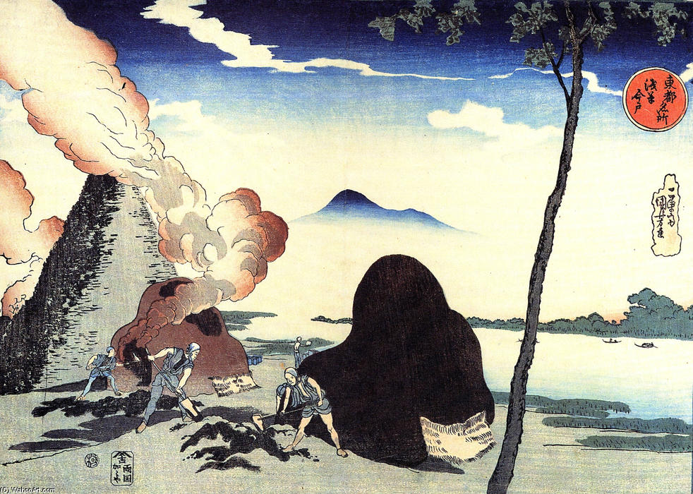 Wikioo.org - The Encyclopedia of Fine Arts - Painting, Artwork by Utagawa Kuniyoshi - The kins at Imado