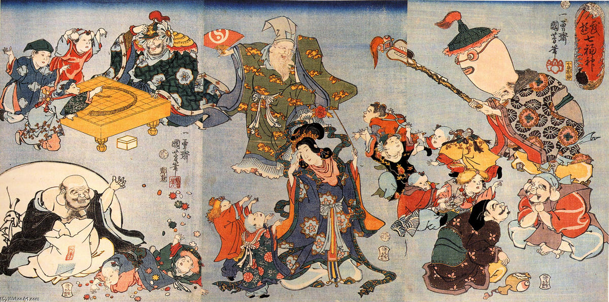 WikiOO.org - Енциклопедія образотворчого мистецтва - Живопис, Картини
 Utagawa Kuniyoshi - The seven gods of good fortune