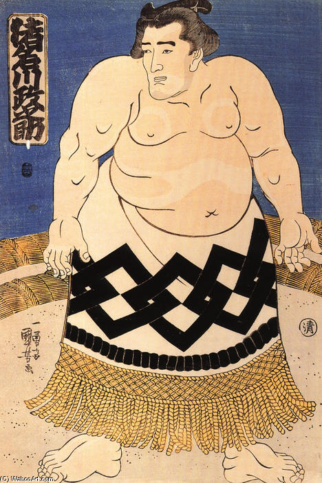 Wikoo.org - موسوعة الفنون الجميلة - اللوحة، العمل الفني Utagawa Kuniyoshi - The sumo wrestler