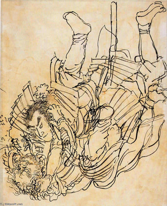 WikiOO.org - Енциклопедия за изящни изкуства - Живопис, Произведения на изкуството Utagawa Kuniyoshi - Two opponents in underwater fight
