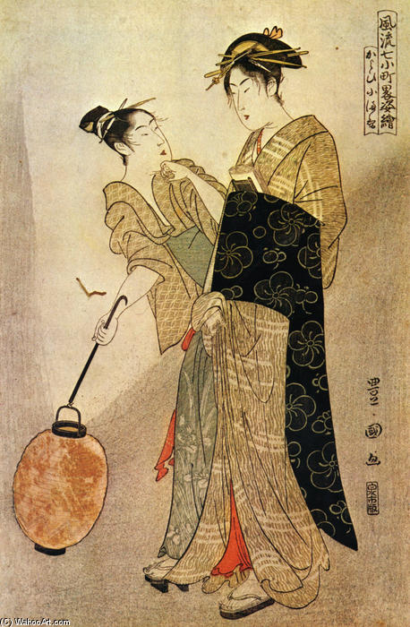 WikiOO.org - Εγκυκλοπαίδεια Καλών Τεχνών - Ζωγραφική, έργα τέχνης Utagawa Toyokuni - Courting Komachi
