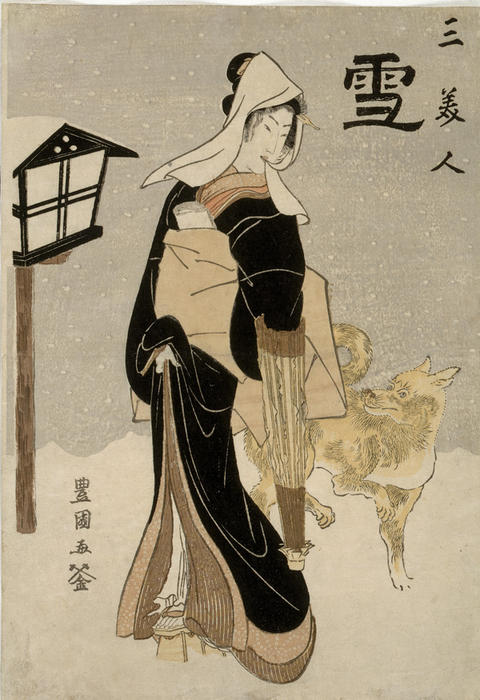 Wikioo.org - สารานุกรมวิจิตรศิลป์ - จิตรกรรม Utagawa Toyokuni - Three Beauties: Snow