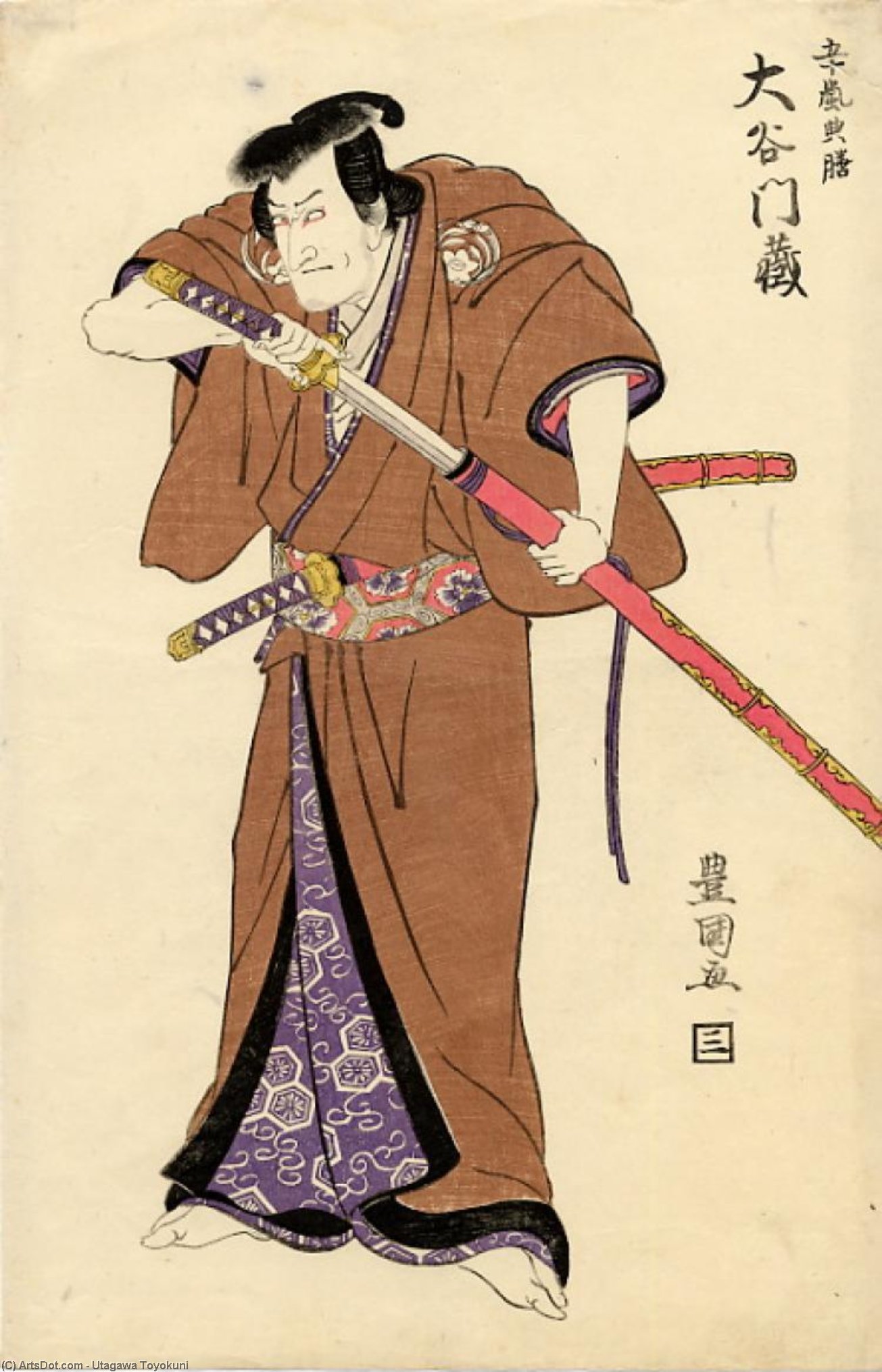 Wikioo.org - The Encyclopedia of Fine Arts - Painting, Artwork by Utagawa Toyokuni - The actor Otani Monzo in the role of Igarashi Tenzen