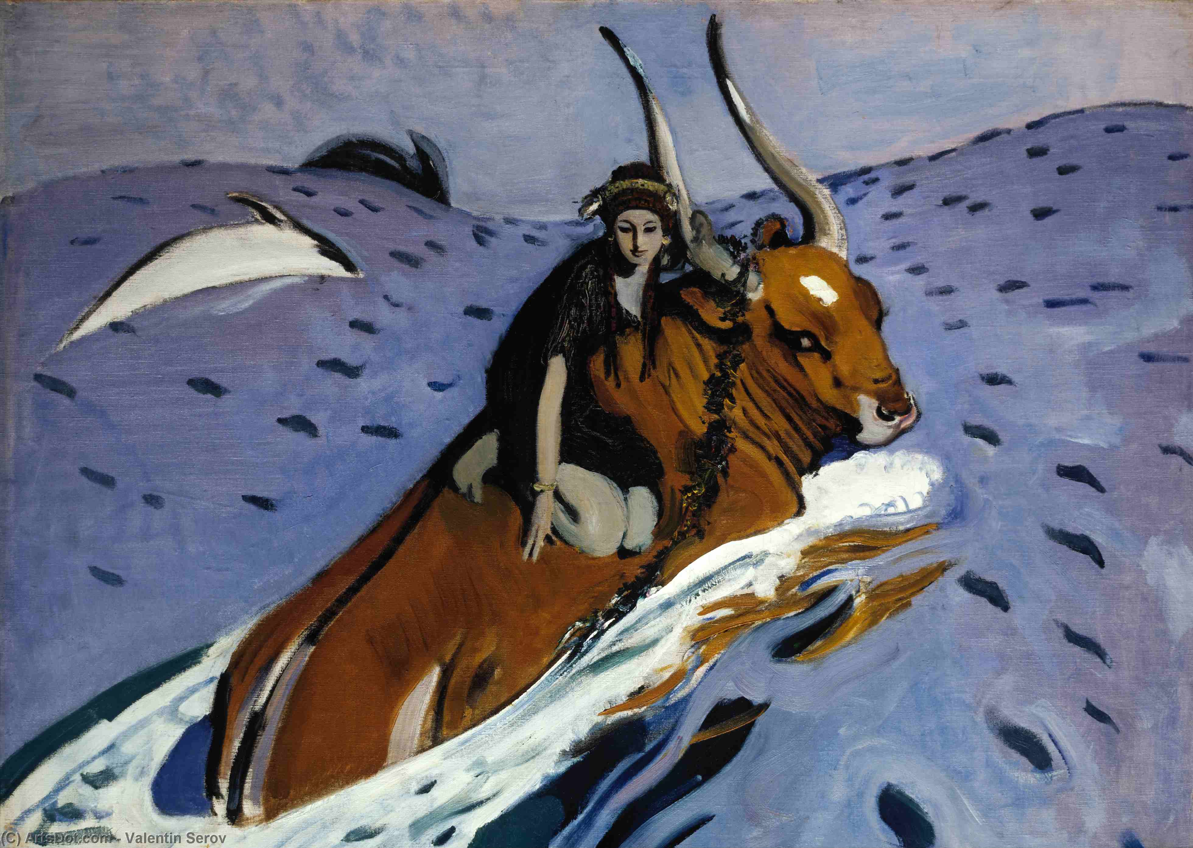 Wikioo.org - The Encyclopedia of Fine Arts - Painting, Artwork by Valentin Alexandrovich Serov - The Rape of Europa
