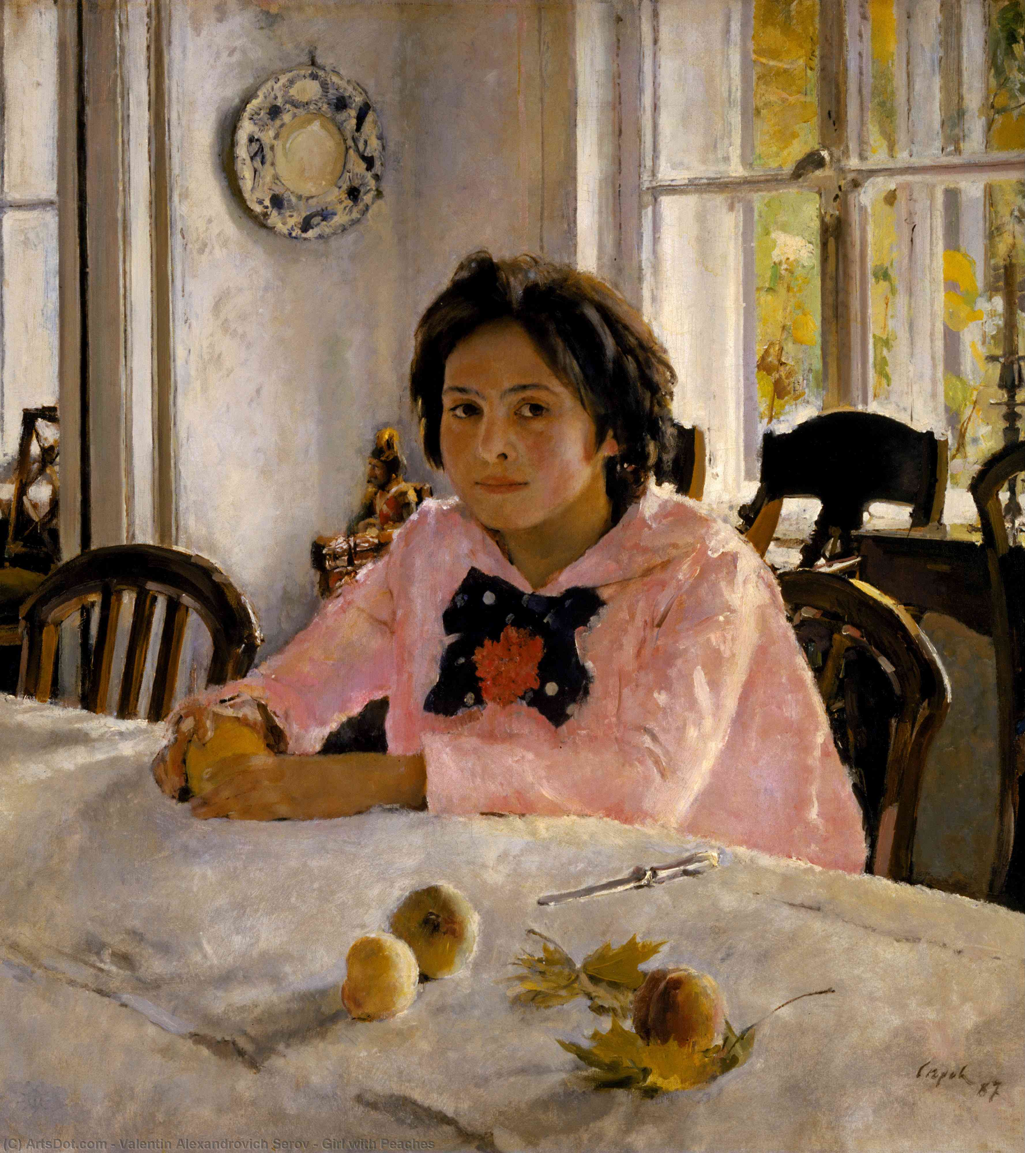 Wikioo.org – L'Encyclopédie des Beaux Arts - Peinture, Oeuvre de Valentin Alexandrovich Serov - fille avec les pêches