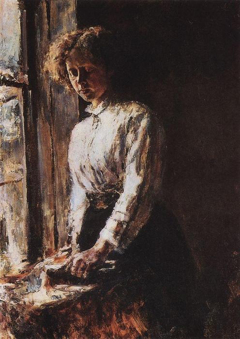 Wikioo.org – L'Encyclopédie des Beaux Arts - Peinture, Oeuvre de Valentin Alexandrovich Serov - Par la fenêtre. Portrait d Olga Trubnikova