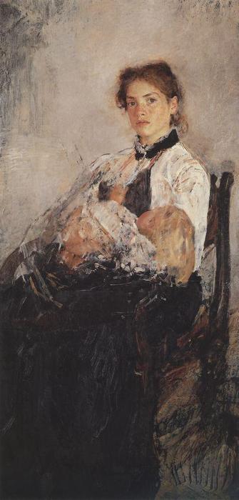 Wikioo.org – L'Enciclopedia delle Belle Arti - Pittura, Opere di Valentin Alexandrovich Serov - Ritratto di Nadezhda Derviz con il suo bambino