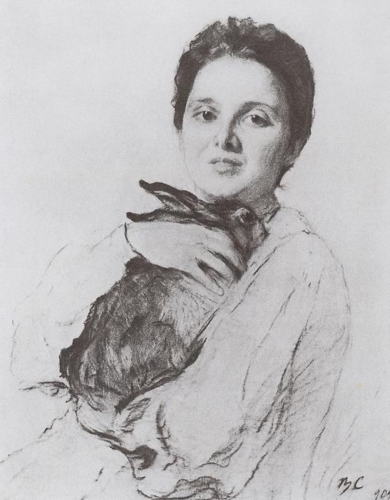 Wikioo.org - The Encyclopedia of Fine Arts - Painting, Artwork by Valentin Alexandrovich Serov - Portrait of K.A. Obninskaya with bunny