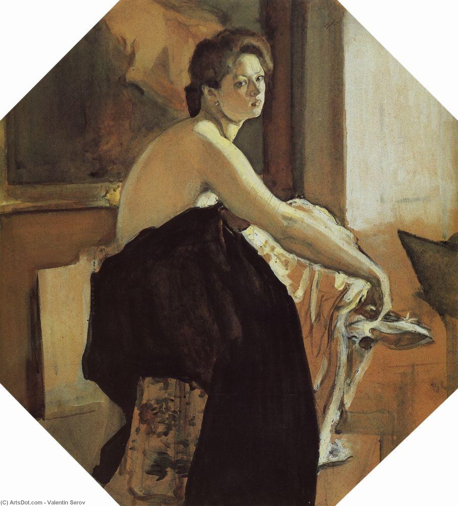 Wikioo.org - Bách khoa toàn thư về mỹ thuật - Vẽ tranh, Tác phẩm nghệ thuật Valentin Alexandrovich Serov - Portrait of Yelena Oliv