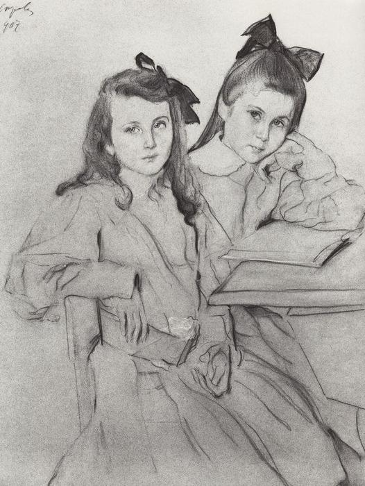 Wikioo.org - The Encyclopedia of Fine Arts - Painting, Artwork by Valentin Alexandrovich Serov - Girls N.A. Kasyanova and T. A. Kasyanova