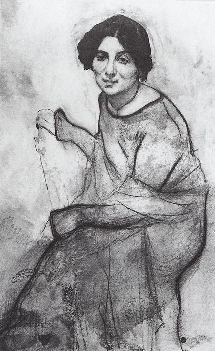 Wikioo.org - The Encyclopedia of Fine Arts - Painting, Artwork by Valentin Alexandrovich Serov - Portrait of the pianist Wanda Landowska