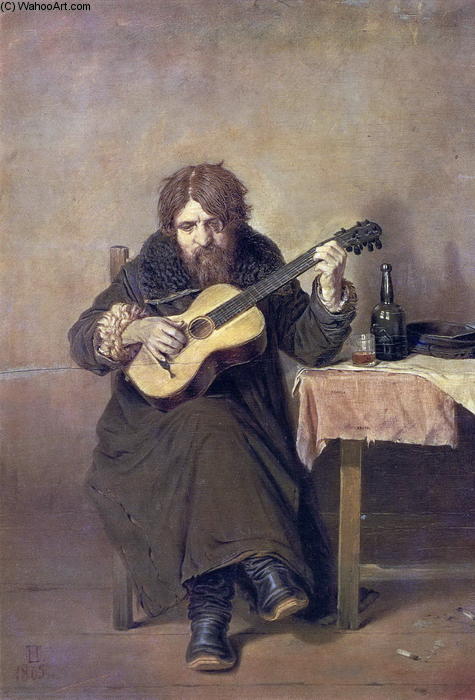 WikiOO.org - Encyclopedia of Fine Arts - Maleri, Artwork Vasily Grigoryevich Perov - Solitary Guitarist