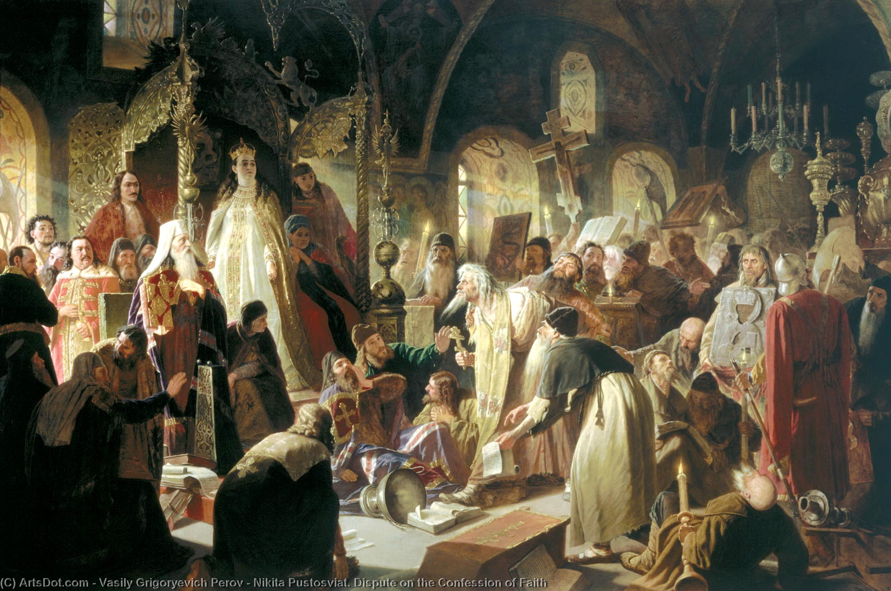 WikiOO.org - Enciclopedia of Fine Arts - Pictura, lucrări de artă Vasily Grigoryevich Perov - Nikita Pustosviat. Dispute on the Confession of Faith