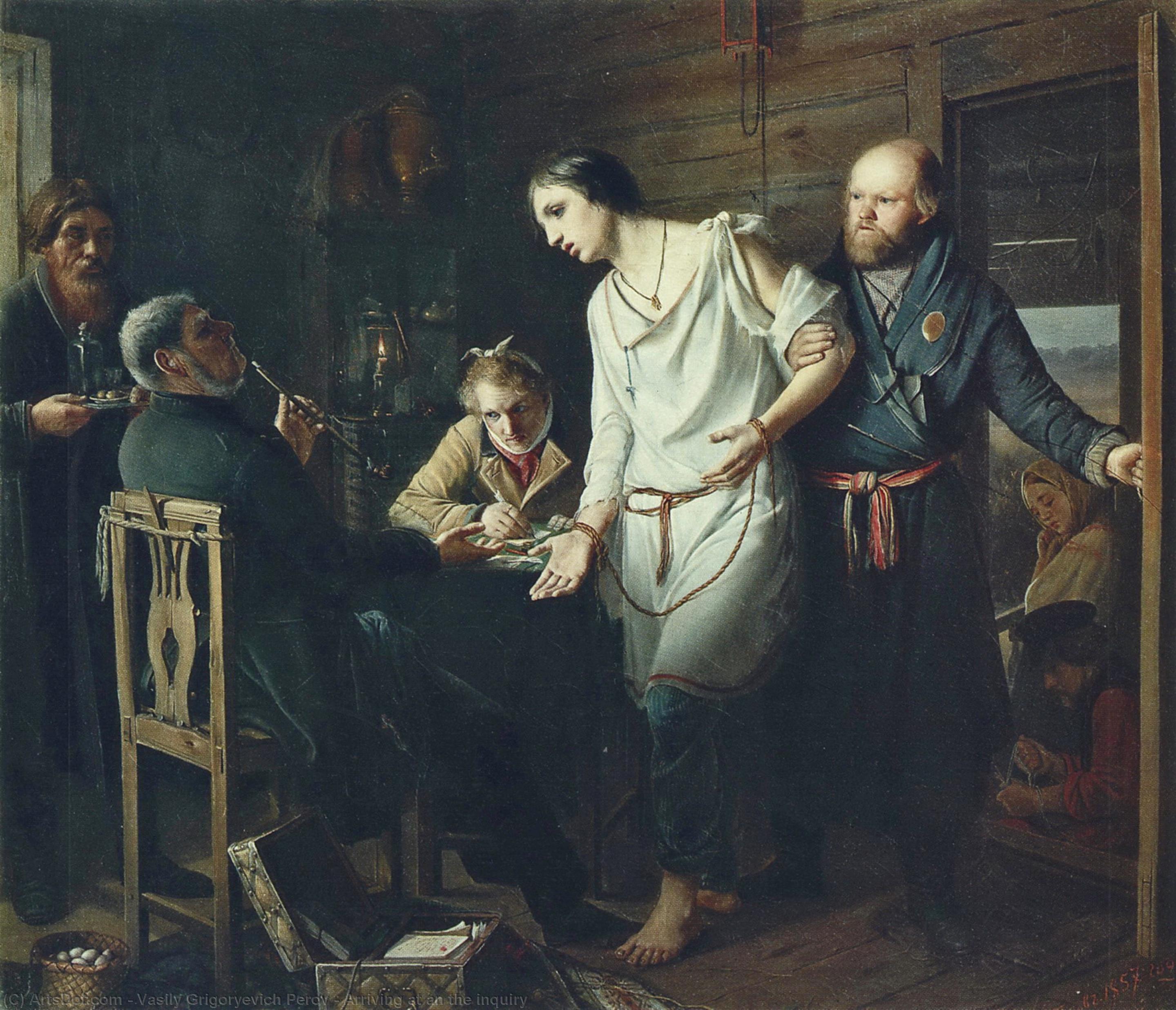 Wikioo.org - The Encyclopedia of Fine Arts - Painting, Artwork by Vasily Grigoryevich Perov - Arriving at an the inquiry