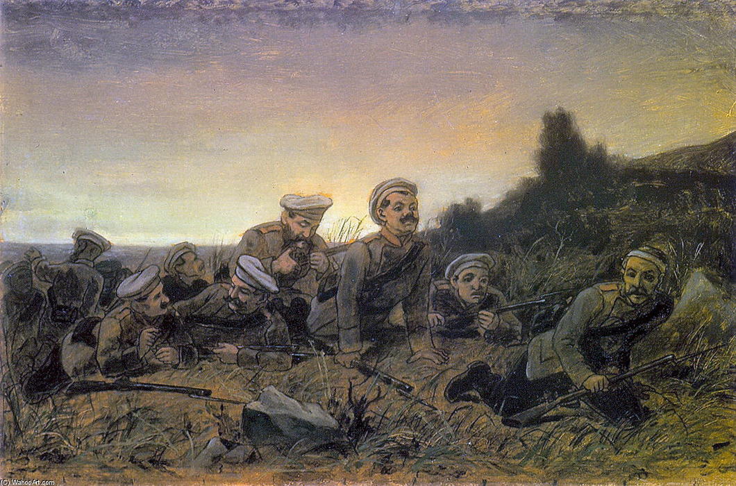 Wikioo.org - The Encyclopedia of Fine Arts - Painting, Artwork by Vasily Grigoryevich Perov - Scouts at Sevastopol
