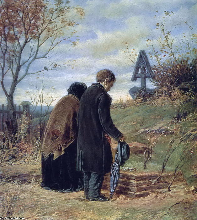 Wikioo.org - The Encyclopedia of Fine Arts - Painting, Artwork by Vasily Grigoryevich Perov - Old Parents Visiting the Grave of Their Son