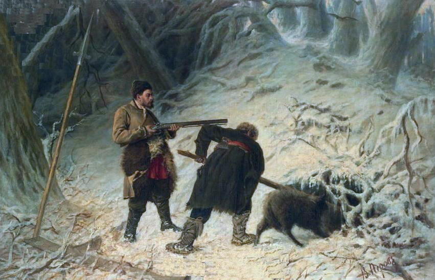 Wikioo.org - The Encyclopedia of Fine Arts - Painting, Artwork by Vasily Grigoryevich Perov - Hunting for wild boar