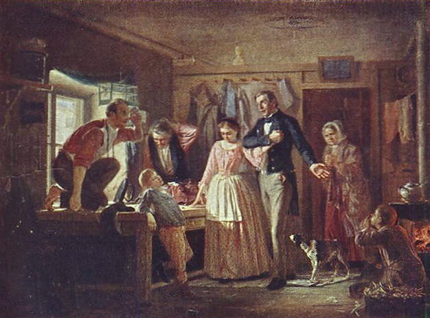 WikiOO.org - Encyclopedia of Fine Arts - Målning, konstverk Vasily Grigoryevich Perov - Courting an official to his daughter tailor