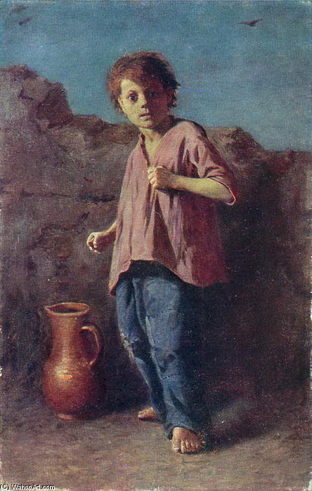 Wikioo.org - The Encyclopedia of Fine Arts - Painting, Artwork by Vasily Grigoryevich Perov - The boy, preparing for a fight
