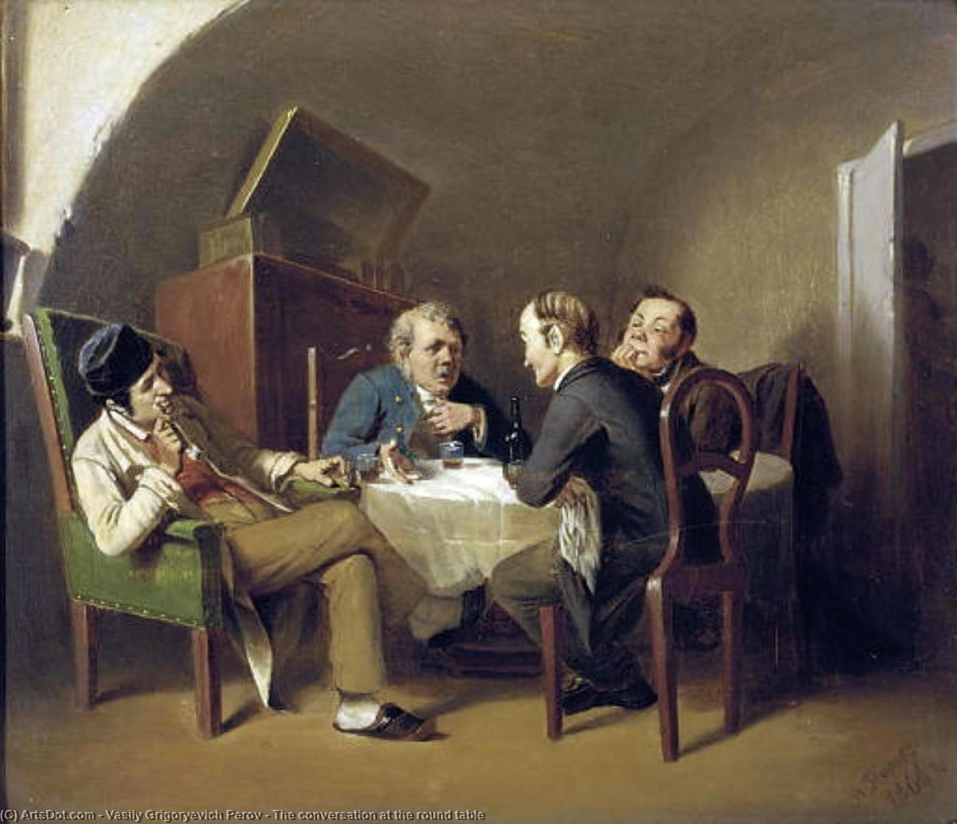 Wikioo.org - The Encyclopedia of Fine Arts - Painting, Artwork by Vasily Grigoryevich Perov - The conversation at the round table