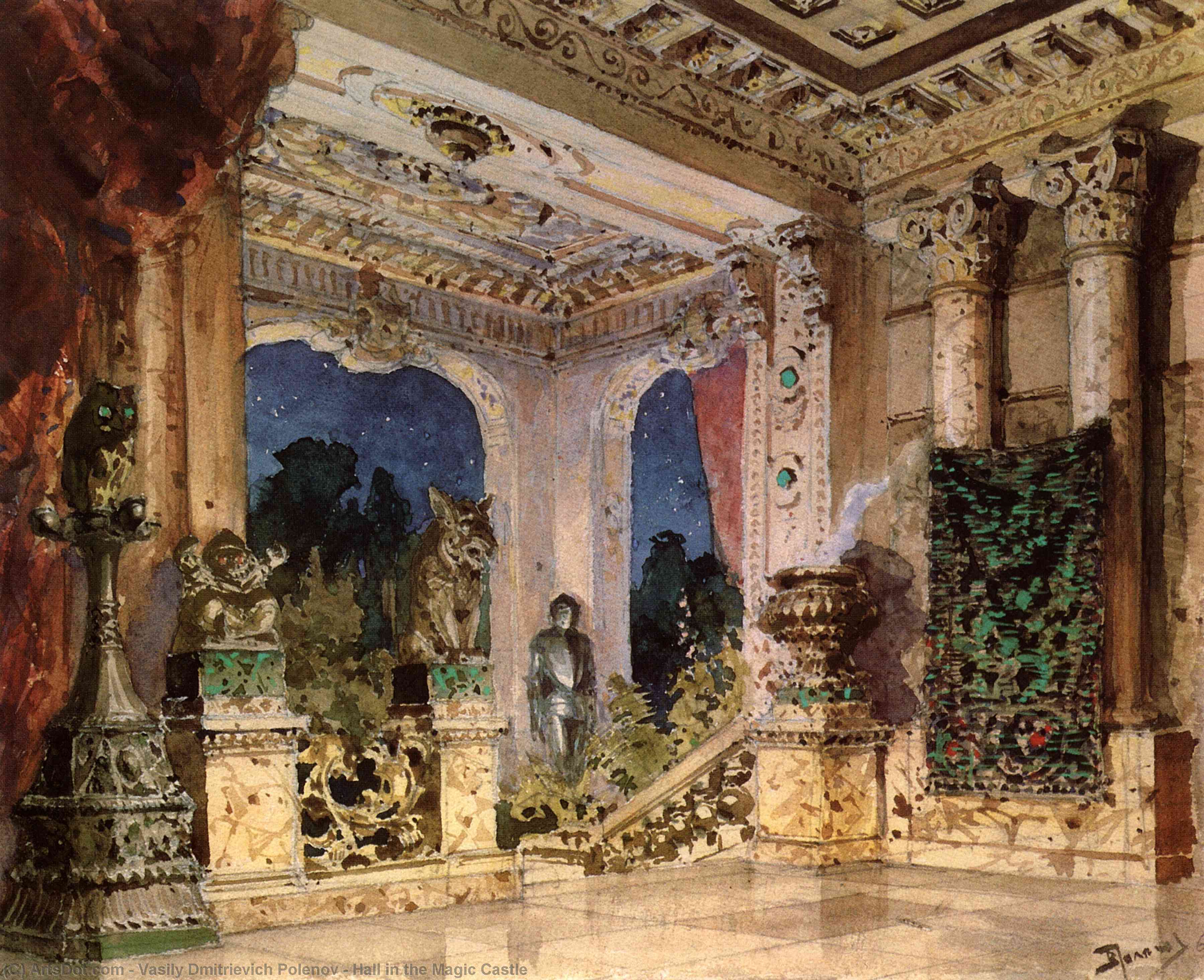 Wikioo.org - The Encyclopedia of Fine Arts - Painting, Artwork by Vasily Dmitrievich Polenov - Hall in the Magic Castle
