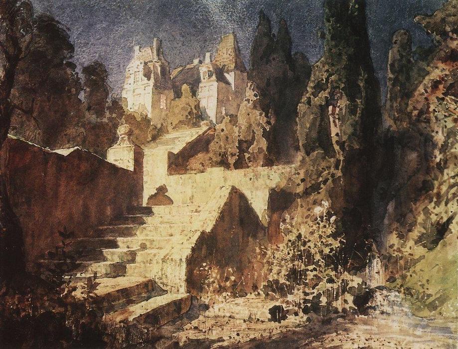 WikiOO.org - Encyclopedia of Fine Arts - Malba, Artwork Vasily Dmitrievich Polenov - Stairway to Castle