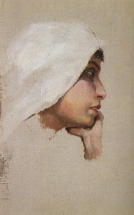 Wikioo.org – L'Encyclopédie des Beaux Arts - Peinture, Oeuvre de Vasily Dmitrievich Polenov - La tête dun jeune femme dans une voile blanc
