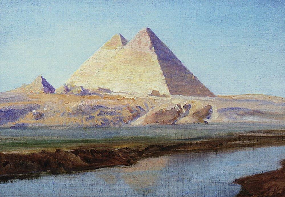 WikiOO.org - Encyclopedia of Fine Arts - Schilderen, Artwork Vasily Polenov - Great Pyramids of Cheops and Chephren