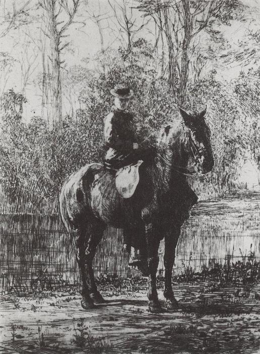 WikiOO.org - 백과 사전 - 회화, 삽화 Vasily Dmitrievich Polenov - Amazon on a horseback
