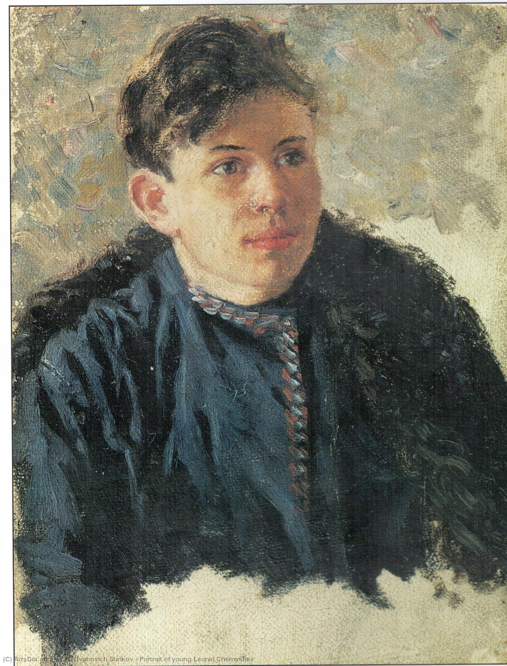 WikiOO.org - Encyclopedia of Fine Arts - Maleri, Artwork Vasili Ivanovich Surikov - Portrait of young Leonid Chernyshev