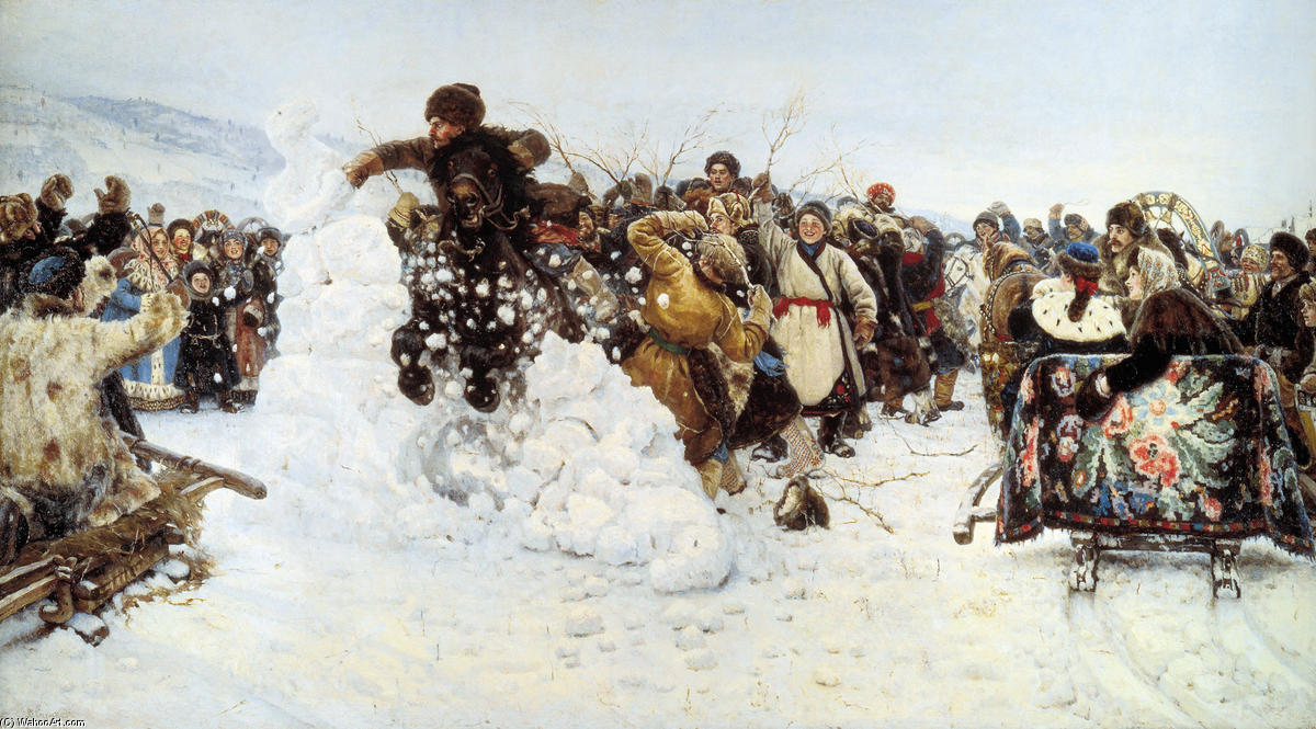 Wikioo.org - The Encyclopedia of Fine Arts - Painting, Artwork by Vasili Ivanovich Surikov - Taking a snowy town