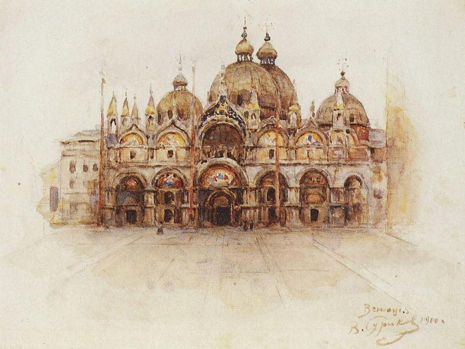 Wikioo.org - The Encyclopedia of Fine Arts - Painting, Artwork by Vasili Ivanovich Surikov - Venice. Saint Mark's Basilica.
