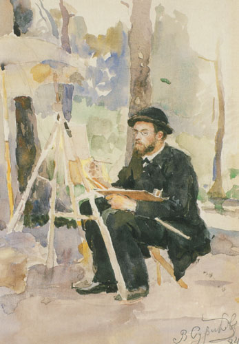 Wikioo.org - The Encyclopedia of Fine Arts - Painting, Artwork by Vasili Ivanovich Surikov - Portrait of I. S. Ostroukhov