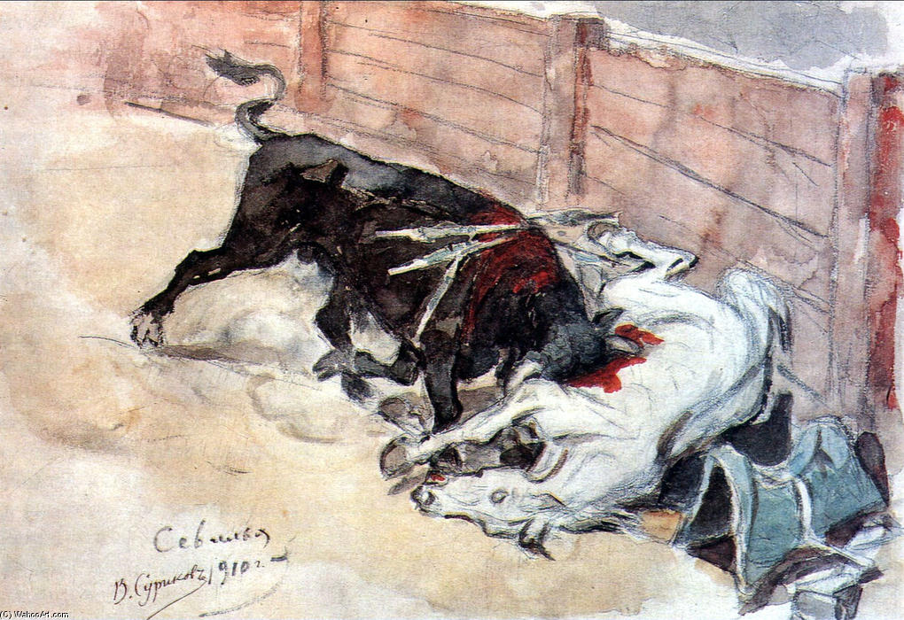 Wikioo.org – La Enciclopedia de las Bellas Artes - Pintura, Obras de arte de Vasili Ivanovich Surikov - Sevilla. La corrida de toros.