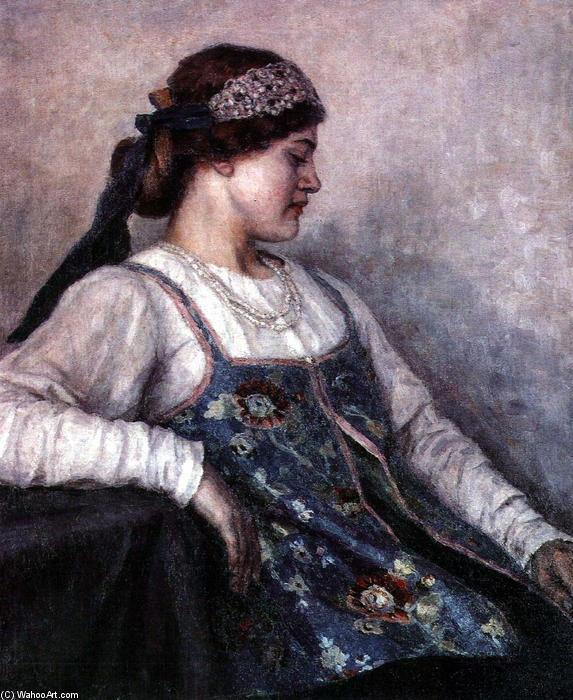 WikiOO.org - Enciklopedija dailės - Tapyba, meno kuriniai Vasili Ivanovich Surikov - Portrait of Natalia F. Matveeva