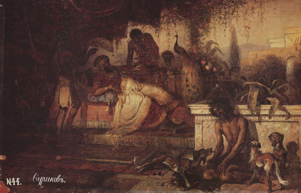 Wikioo.org – La Enciclopedia de las Bellas Artes - Pintura, Obras de arte de Vasili Ivanovich Surikov - un ricos hombre asícomo Lázaro