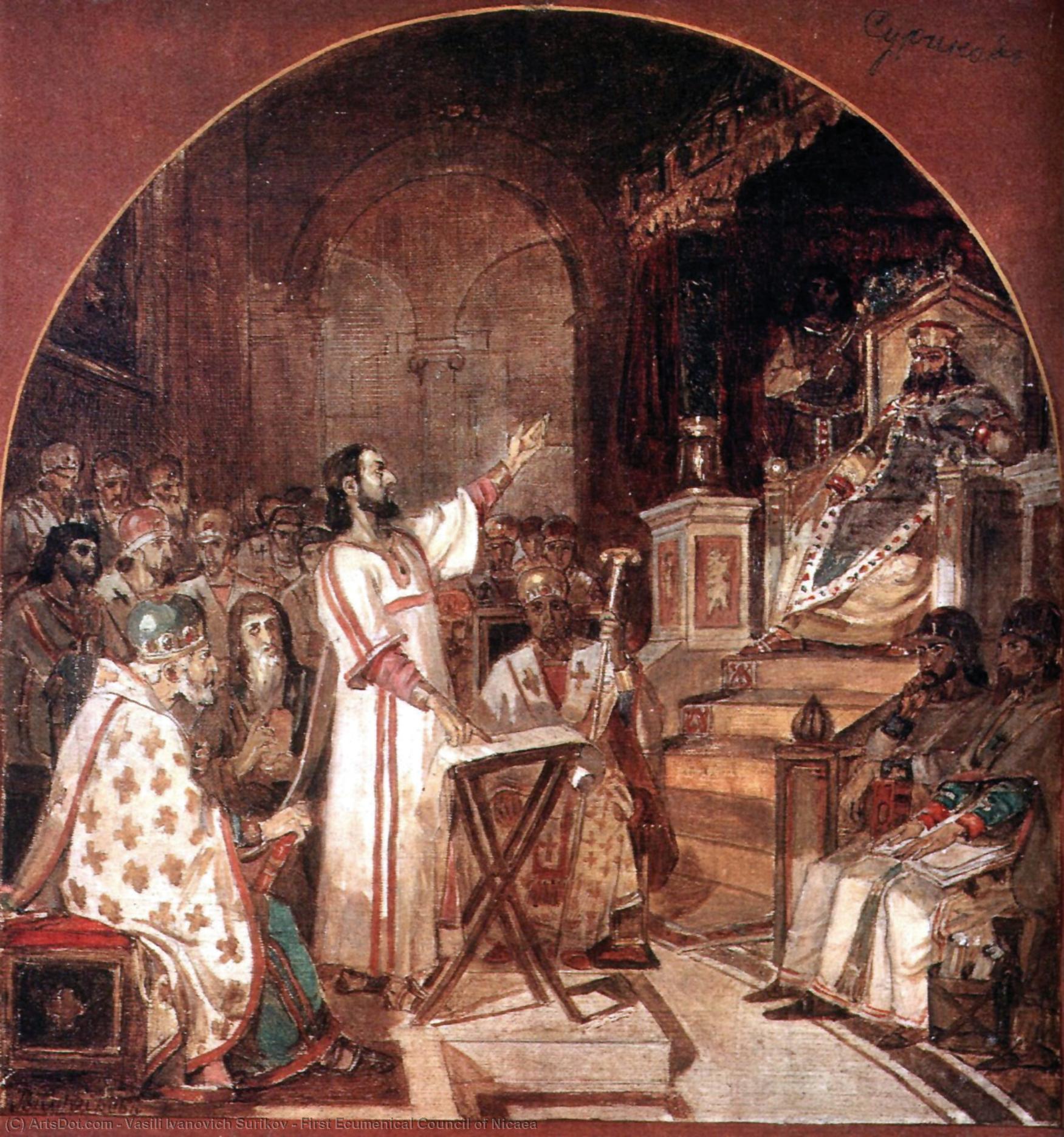 WikiOO.org - Encyclopedia of Fine Arts - Festés, Grafika Vasili Ivanovich Surikov - First Ecumenical Council of Nicaea