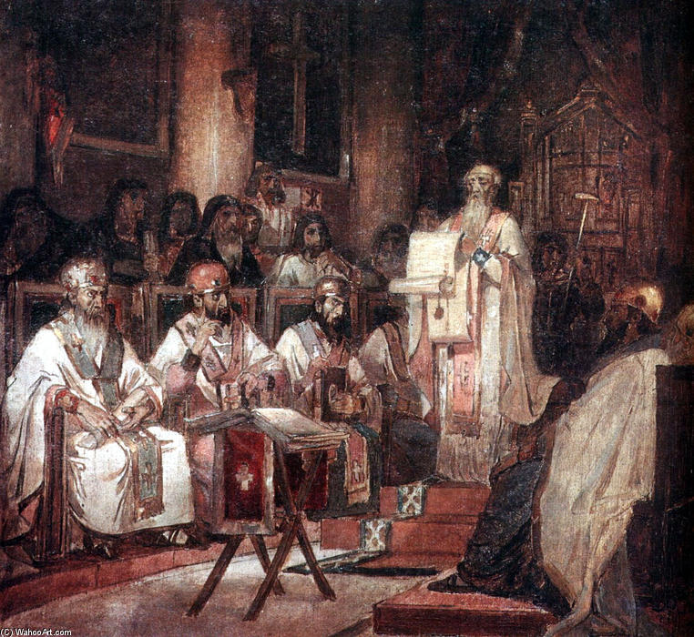 Wikioo.org - Bách khoa toàn thư về mỹ thuật - Vẽ tranh, Tác phẩm nghệ thuật Vasili Ivanovich Surikov - Second Ecumenical Council of Constantinople