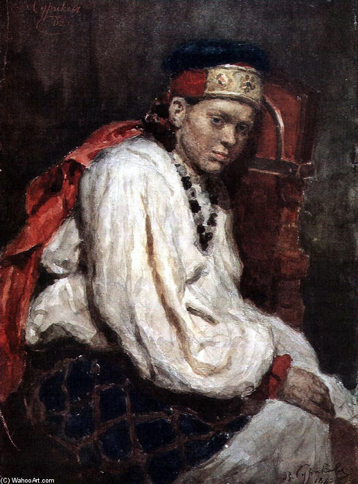Wikioo.org - The Encyclopedia of Fine Arts - Painting, Artwork by Vasili Ivanovich Surikov - The model in the ancient russian costume