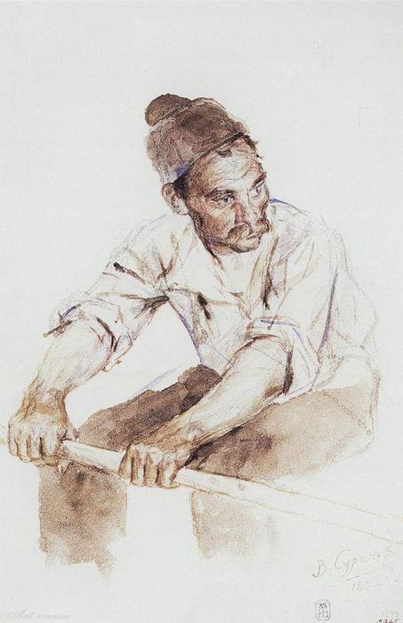 Wikioo.org - The Encyclopedia of Fine Arts - Painting, Artwork by Vasili Ivanovich Surikov - Cossack-rower