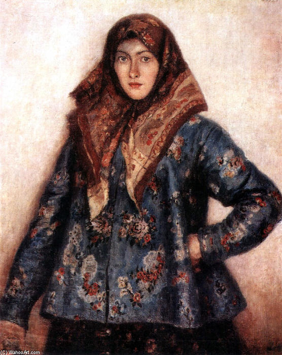 Wikioo.org - The Encyclopedia of Fine Arts - Painting, Artwork by Vasili Ivanovich Surikov - Portrait of L. T. Matorina. Cossack woman.
