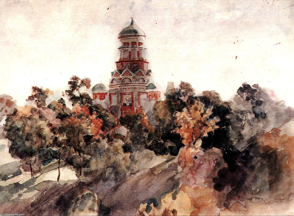 Wikioo.org – La Enciclopedia de las Bellas Artes - Pintura, Obras de arte de Vasili Ivanovich Surikov - Church en el pueblo Dyakovo