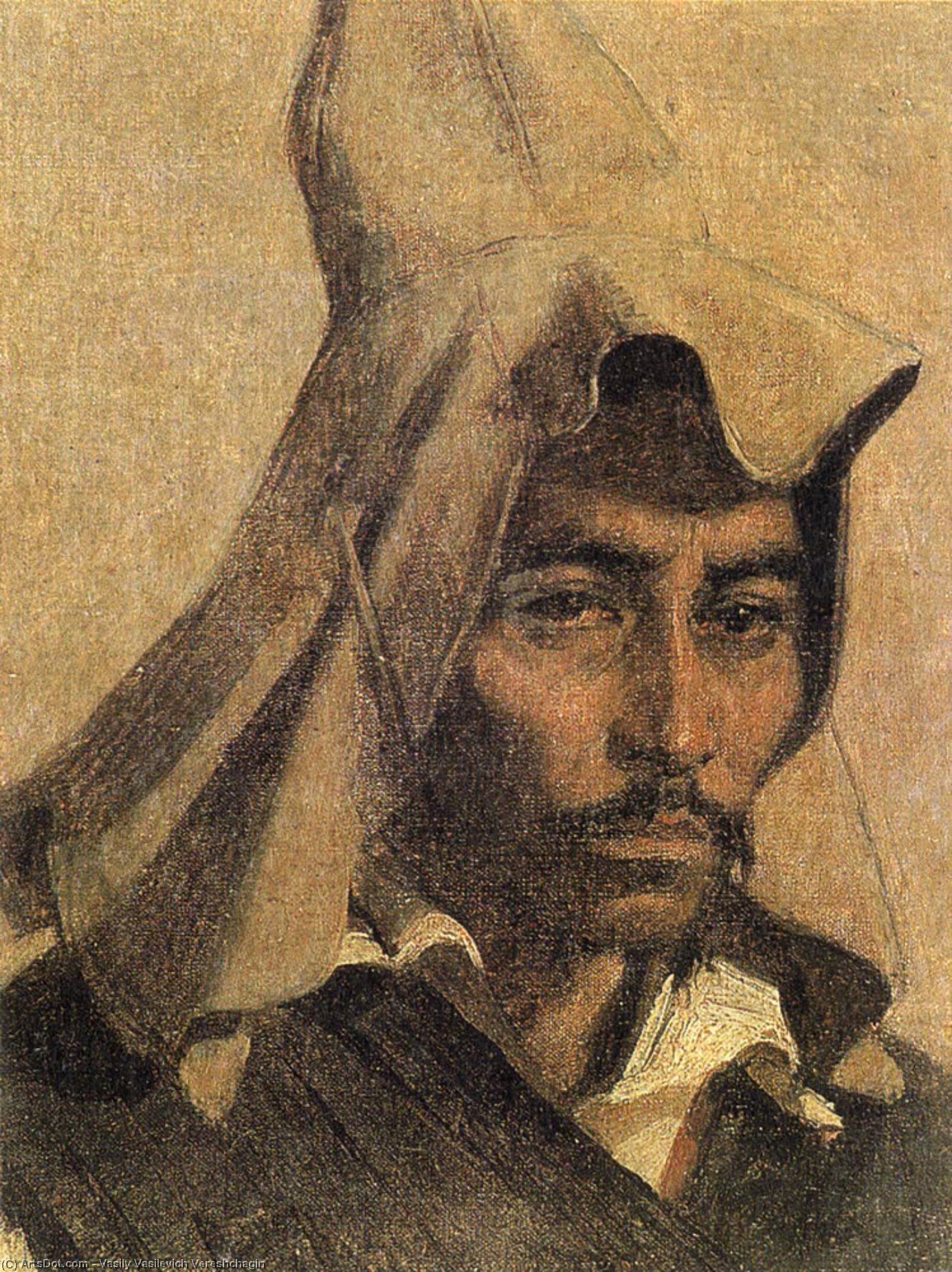 WikiOO.org - Enciklopedija dailės - Tapyba, meno kuriniai Vasily Vasilevich Vereshchagin - Kazakh with his national headdress