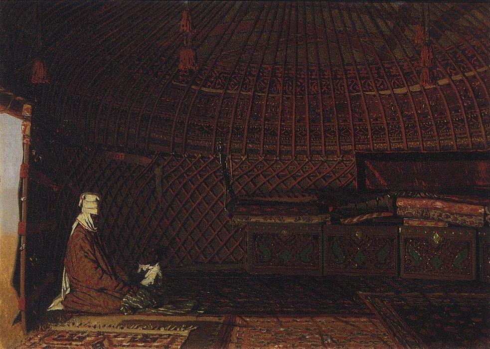 Wikioo.org - The Encyclopedia of Fine Arts - Painting, Artwork by Vasily Vasilevich Vereshchagin - The interior of the yurt of rich Kirghiz