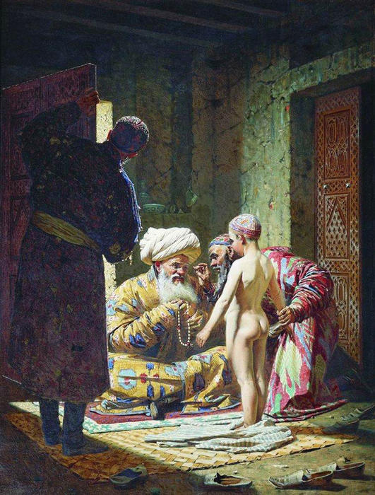 Wikioo.org - The Encyclopedia of Fine Arts - Painting, Artwork by Vasily Vasilevich Vereshchagin - The Sale of the Child Slave